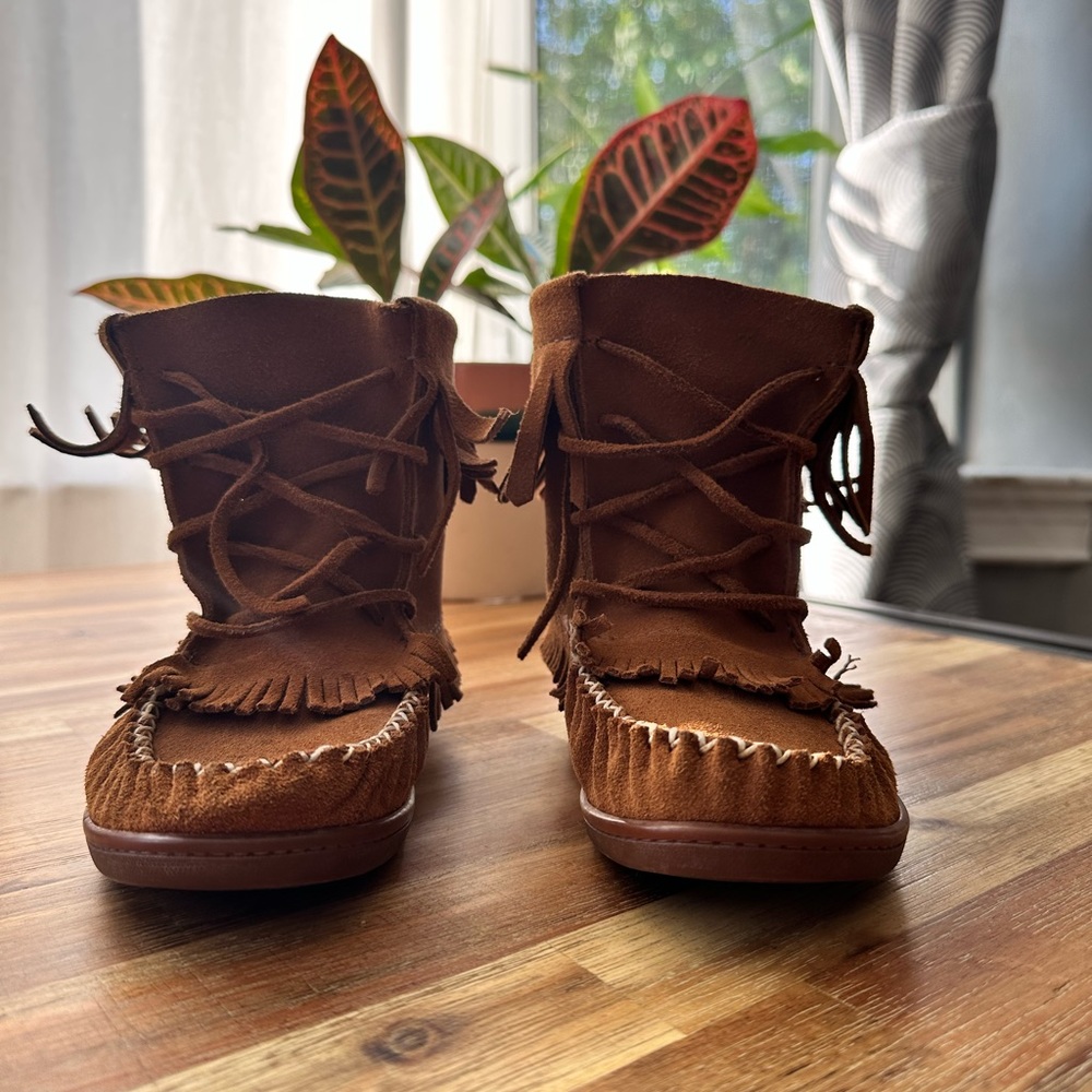 Suede ankle moccasins